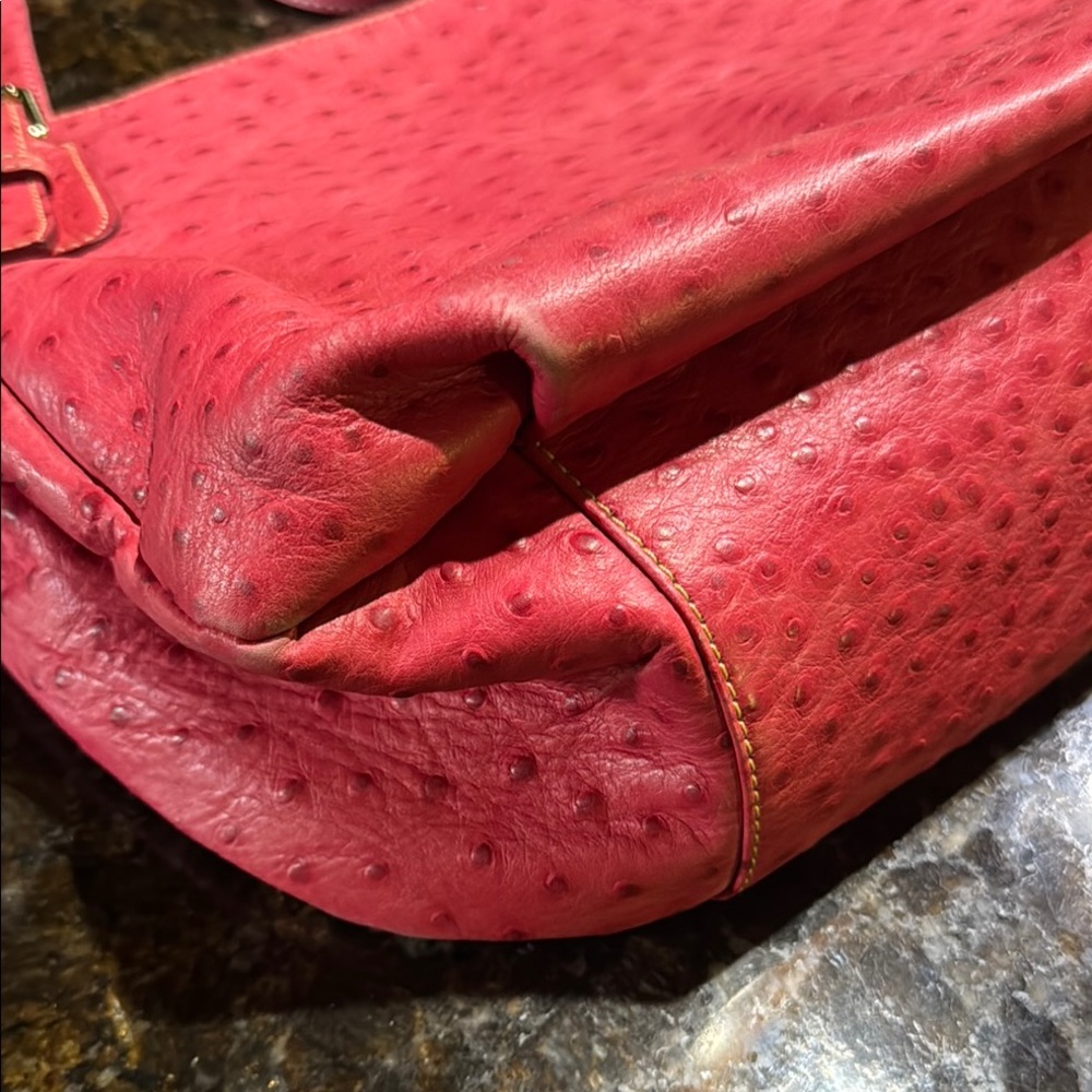Dooney & Bourke Pink Ostrich-Embossed Handbag - Picture 6 of 10